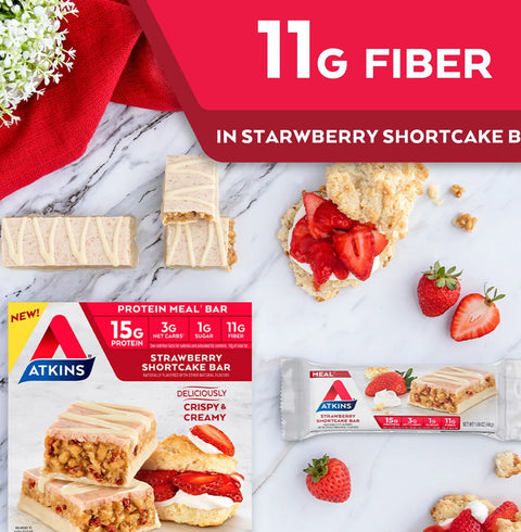 Atkins Meal Strawberry Shortcake flavored protein bar 15g protein & 190kcal