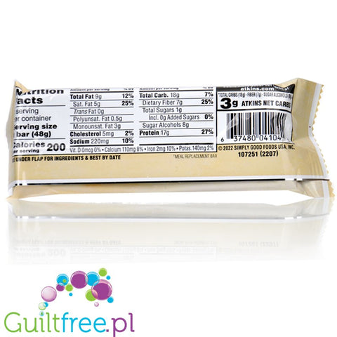 Atkins Meal Creamy Cookie Crunch - protein bar with cookie topping 16g protein & 200kcal