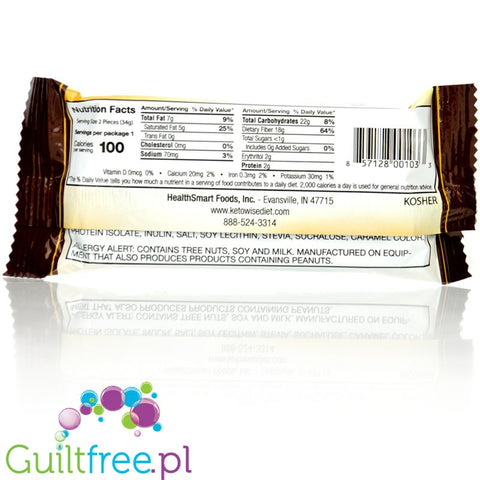 Healthsmart Keto Wise Fat Bombs Cashew Caramel, PUDEŁKO 16 sztuk - keto czekoladki z nerkowcami 100kcal