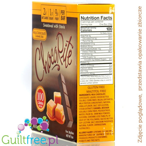 Healthsmart ChocoRite Milk Chocolate Caramel 100kcal - keto czekoladka z karmelem, ze stewią i erytrolem