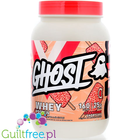 Ghost 100% Whey Strawberry Shortcake - odżywka białkowa z WPI, WPH i kompleksem enzymów, smak Ciasto Truskawkowe