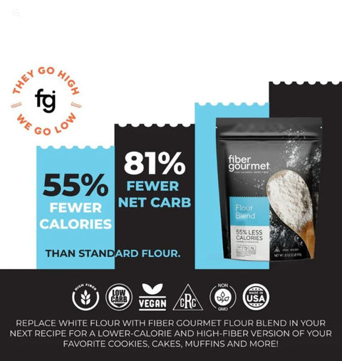 Fiber Gourmet Flour Blend - fiber keto low carbohydrate flour 55% less kcal