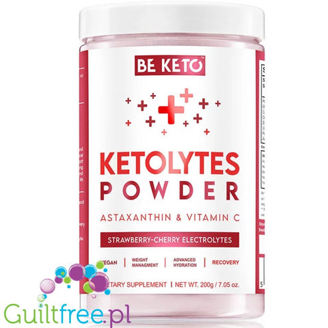 Be Keto Ketolytes Powder, Astaxanthin & Vitamin C, Strawberry & Cherry - electrolyte powder for the ketogenic diet