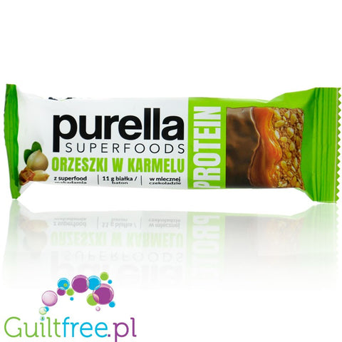 FoodWell Purella Protein Bar Nuts in caramel - protein bar with nuts, caramel and milk chocolate