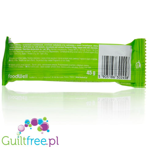 FoodWell Purella Protein Bar Nuts in caramel - protein bar with nuts, caramel and milk chocolate