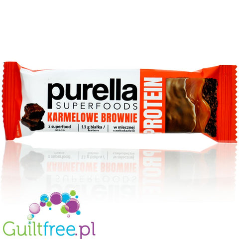 FoodWell Purella Superfood Protein Bar Caramel Brownie - chocolate covered maca protein bar