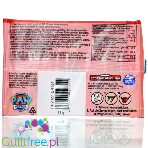 Küchle Knabber Esspapier Paw Patrol - colorful sugar-free edible paper, Psi Patrol, with tongue tattoo