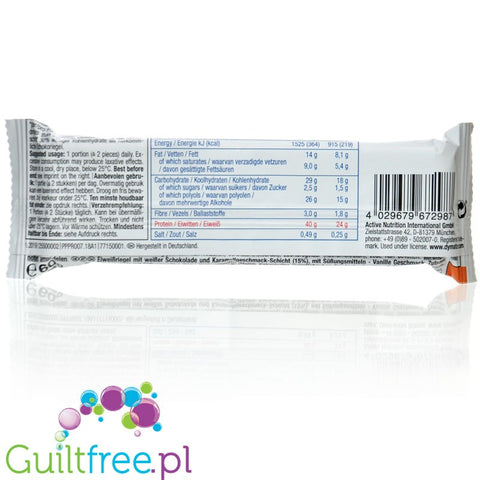 Dymatize Elite Layer Bar White Chocolate Vanilla & Caramel - vanilla flavored protein bar with caramel in white chocolate