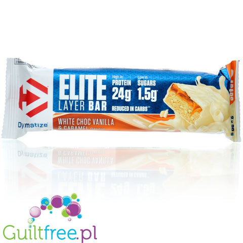 Dymatize Elite Layer Bar White Chocolate Vanilla & Caramel - vanilla flavored protein bar with caramel in white chocolate