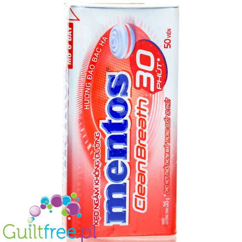 Mentos Clean Breath Peach Mints - Vietnamese sugar-free peach-flavored mints.