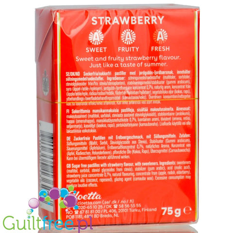 Läkerol Strawberry 75g - skandynawska wegańska lukrecja bez cukru o smaku truskawkowym