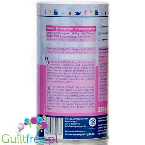 No SUGAR SUGAR Erythrit Powder - erythrol sweetener like powdered sugar without kcal, strainer packet
