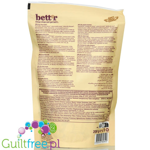 Bett'r White Choqo Drops & Coconut Cream - wegańskie organiczne kropelki białej czekolady z kremem kokosowym