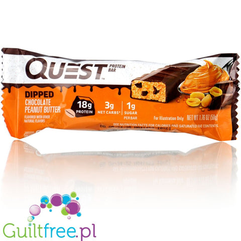 Quest Bar Dipped Chocolate Peanut Butter - baton orzechowy w polewie, 17g białka & 170kcal
