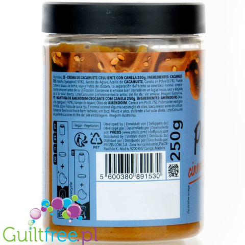 Prozis Peanut Butter Crunchy Cinnamon - chrupiące masło orzechowe z cynamonem i syropem z agawy