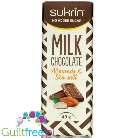 Sukrin Milk Chocolate Almonds & Sea Salt - milk chocolate with almonds and sea salt without added sugar with stevia and erythrol