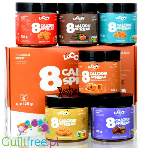 Locco Sampler Bestsellers - Zestaw Taste & Test  6 x 125g, niskotłuszczowe kremy do smarowania bez cukru 150kcal