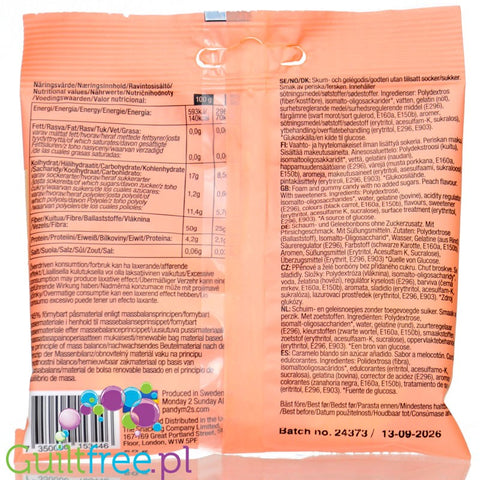 Pandy Candy Peach Rings - sour fiber jelly beans without sugar 45% less calories, Peach.