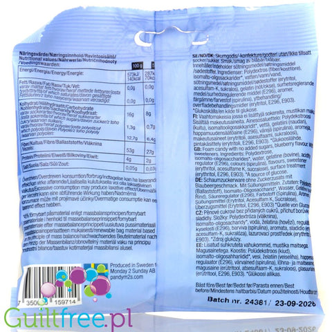 Pandy Candy Frosty Blueberry - fiber jelly beans without sugar 45% less calories, Blueberry