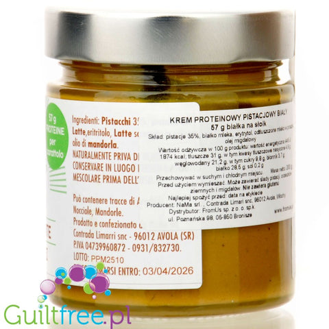 NaMa Le Creme Proteiche Pistacchio White 35% pistacji - krem proteinowy pistacjowy bez cukru z erytrolem