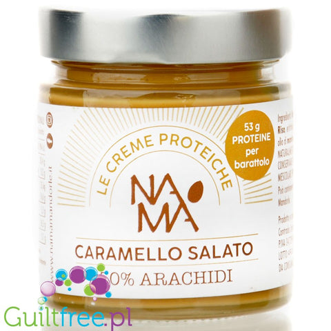NaMa Le Creme Proteiche Caramello Salato - wegański proteinowy krem arachidowy bez cukru ze słonym karmelem i erytrolem