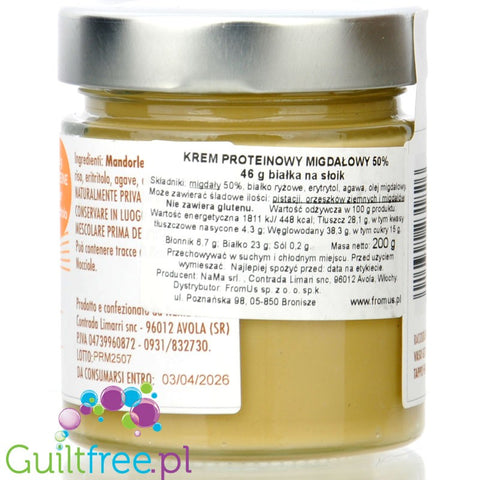 NaMa Le Creme Proteiche Mandorla 50% migdałów - wegański migdałowy krem proteinowy  bez cukru