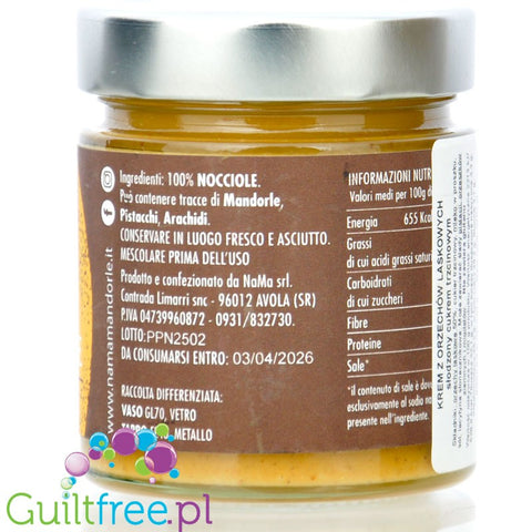 NaMa Crema Integrale di Nocciole - 100% sugar-free Sicilian hazelnut cream
