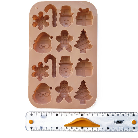 Silicone gingerbread and cookie mold, Christmas, holiday shape mix, color Nude