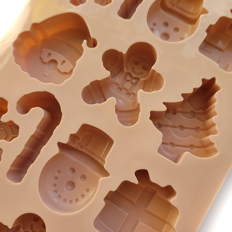 Silicone gingerbread and cookie mold, Christmas, holiday shape mix, color Nude