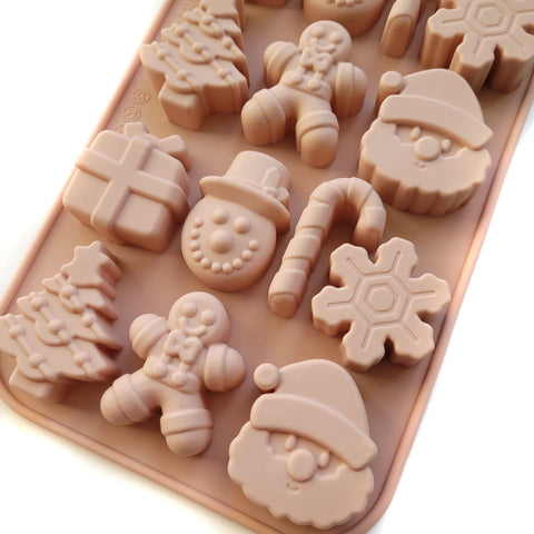 Silicone gingerbread and cookie mold, Christmas, holiday shape mix, color Nude