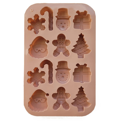Silicone gingerbread and cookie mold, Christmas, holiday shape mix, color Nude