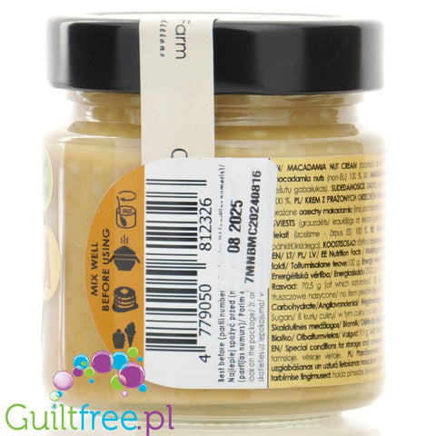 Macadamia Nut Farm Crunchy Medium Roasted Macadamia Nut Cream - 100% roasted macadamia nut cream.