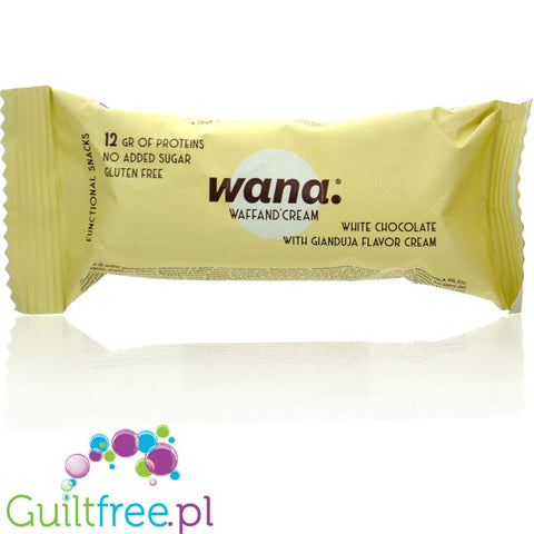 Wana WaffAnd'Cream White Chocolate & Gianduja Cream - bezglutenowy wafelek w czekoladzie z kremem proteinowym 12g białka