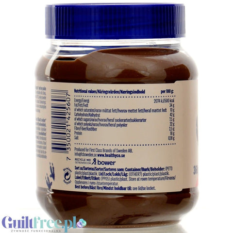 HealthyCo Proteinella Hazelnut & Cocoa - proteinowy krem czekoladowy z orzechami, bez cukru i oleju palmowego 360g