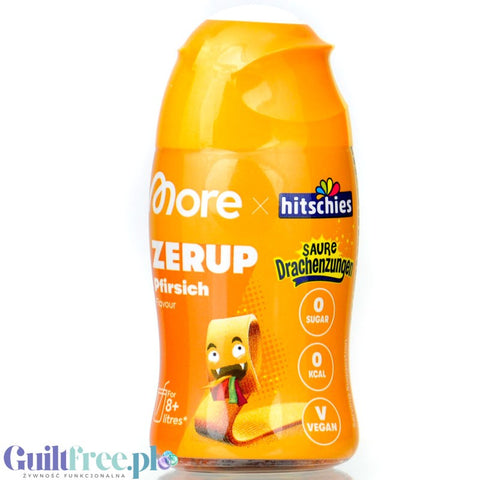 More Nutrition Zerup Hitschies Drachenzungen Peach for 8L - concentrated syrup for water without sugar and calories, Sour Peach