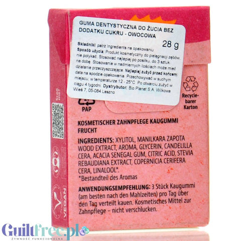 Birkengold Xylit Kaugummi, Frucht - dentystyczna guma do żucia bez cukru z ksylitolem, smak Wieloowocowy