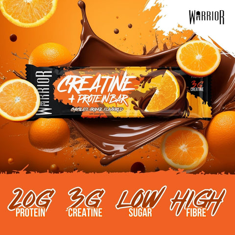 Warrior Creatine Bar Chocolate Orange - protein bar with creatine, 20g protein, 248 kcal, Chocolate with Orange