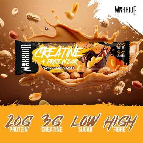 Warrior Creatine Bar Chocolate Peanut - protein bar with creatine, 20g protein, 248 kcal, Chocolate & Peanuts