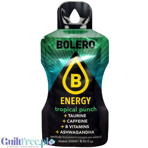 Bolero Energy Tropical Punch 7g - sugar-free energy drink with taurine, caffeine, ashwaganda and B vitamins