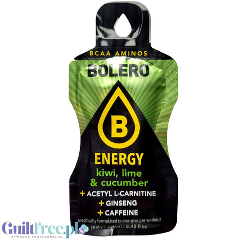 Bolero Energy Kiwi, Lime & Cucumber - sugar-free energy drink with L-carnitine, ginseng and caffeine