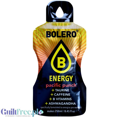 Bolero Energy Pacific Punch 7g - sugar-free energy drink with taurine, caffeine, ashwaganda and B vitamins