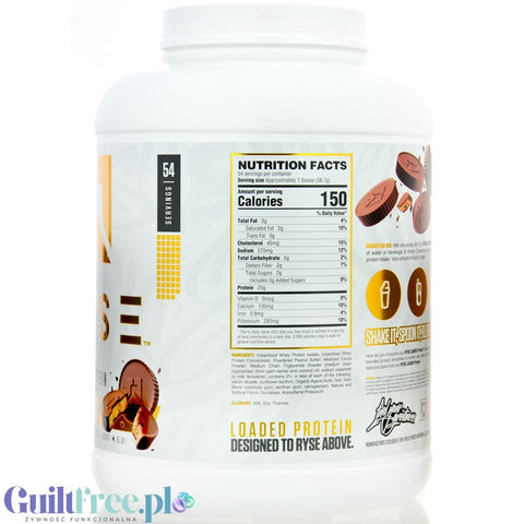 Ryse Loaded Protein Chocolate Peanut Butter Cup 1.8KG - protein supplement with WPC and WPI, 25g of protein