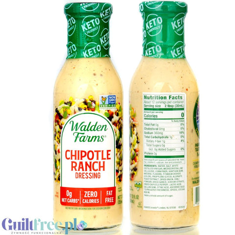 Walden Farms Keto Dressing, Chipotle Ranch - pikantny sos sałatkowy zero kukchni meksykańskiej