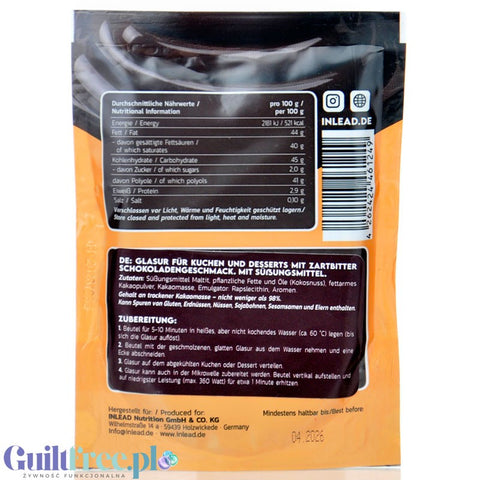 Inlead Choc Coating Dark Choc - ready-made sugar-free glaze for cakes and desserts, vegan