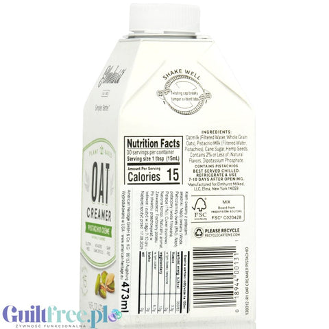 Elmhurst Oat Creamer Pistachio Crème - vegan non-dairy oat milk without thickeners or oils