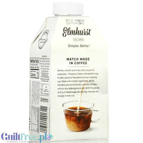 Elmhurst Oat Creamer Pistachio Crème - vegan non-dairy oat milk without thickeners or oils
