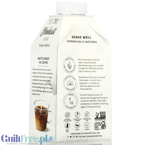 Elmhurst Oat Creamer Pistachio Crème - vegan non-dairy oat milk without thickeners or oils