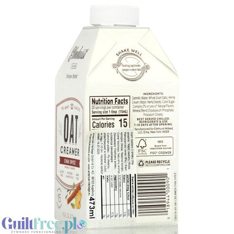 Elmhurst Oat Creamer Chai Spice - vegan non-dairy oat milk without thickeners or oils