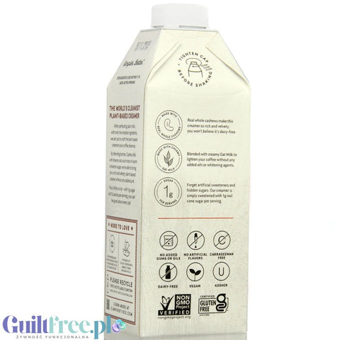 Elmhurst Cashew Creamer Cinnamon Churro - vegan non-dairy oat milk with cashews, without carrageenan, guar and oils
