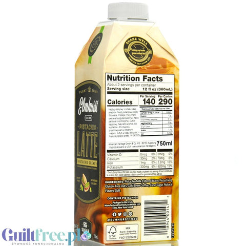 Elmhurst Pistachio Crème Latte - vegan coffee drink with pistachios and oats, without fats or thickeners